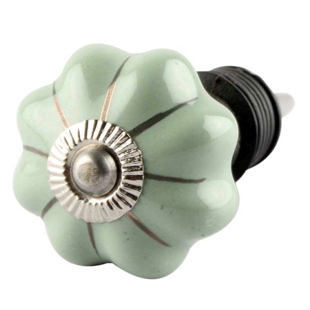 Sage Green Silve Line Medium Ceramic Wine Stopper 